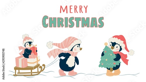 Christmas cute penguin