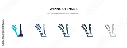 wiping utensils of bathroom icon in different style vector illustration. two colored and black wiping utensils of bathroom vector icons designed in filled, outline, line and stroke style can be used