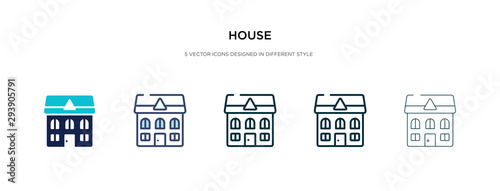 house icon in different style vector illustration. two colored and black house vector icons designed in filled, outline, line and stroke style can be used for web, mobile, ui