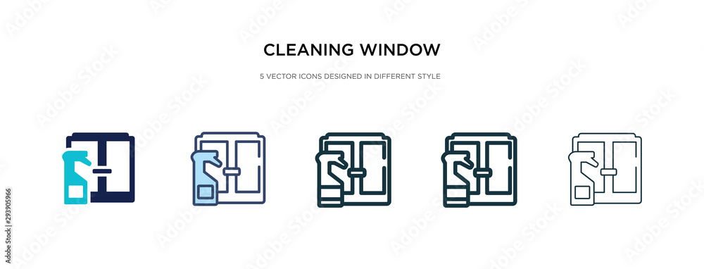 cleaning window icon in different style vector illustration. two colored and black cleaning window vector icons designed in filled, outline, line and stroke style can be used for web, mobile, ui
