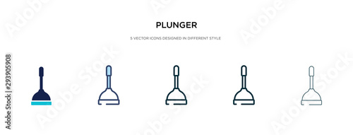 plunger icon in different style vector illustration. two colored and black plunger vector icons designed in filled, outline, line and stroke style can be used for web, mobile, ui