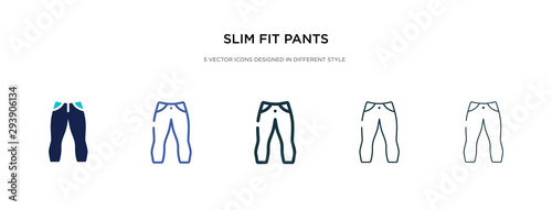slim fit pants icon in different style vector illustration. two colored and black slim fit pants vector icons designed in filled  outline  line and stroke style can be used for web  mobile  ui