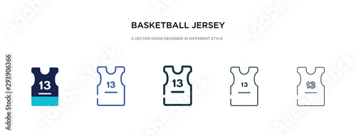 basketball jersey icon in different style vector illustration. two colored and black basketball jersey vector icons designed in filled  outline  line and stroke style can be used for web  mobile  ui