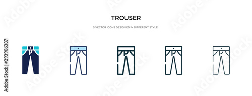 trouser icon in different style vector illustration. two colored and black trouser vector icons designed in filled  outline  line and stroke style can be used for web  mobile  ui