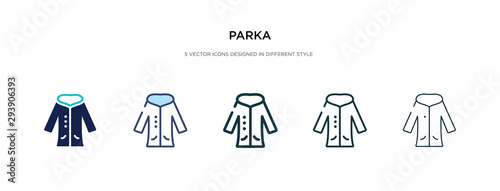 parka icon in different style vector illustration. two colored and black parka vector icons designed in filled, outline, line and stroke style can be used for web, mobile, ui © zaurrahimov