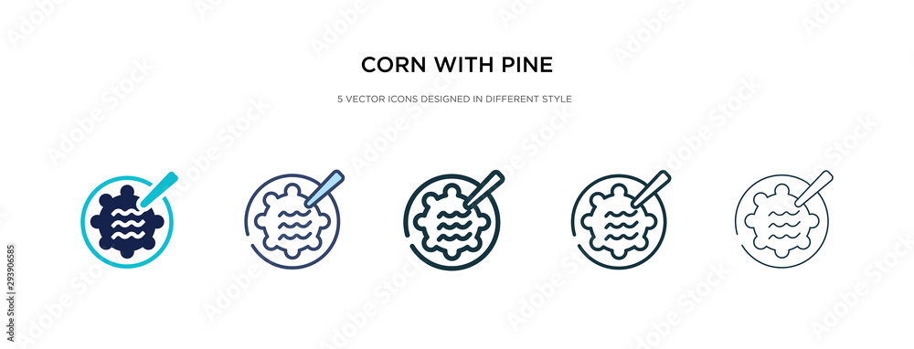 corn with pine icon in different style vector illustration. two colored and black corn with pine vector icons designed in filled, outline, line and stroke style can be used for web, mobile, ui