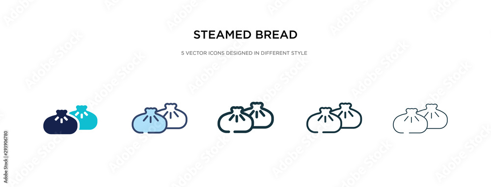 steamed bread icon in different style vector illustration. two colored and black steamed bread vector icons designed in filled, outline, line and stroke style can be used for web, mobile, ui steamed bread icon in different style vector illustration. two colored and black steamed bread vector icons designed in filled, outline, line and stroke style can be used for web, mobile, ui