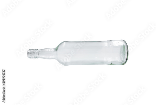 Transparent bottles placed on a white background