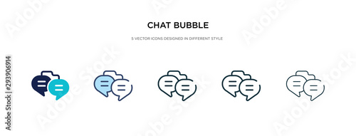 chat bubble icon in different style vector illustration. two colored and black chat bubble vector icons designed in filled  outline  line and stroke style can be used for web  mobile  ui