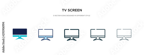 tv screen icon in different style vector illustration. two colored and black tv screen vector icons designed in filled, outline, line and stroke style can be used for web, mobile, ui