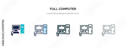 full computer icon in different style vector illustration. two colored and black full computer vector icons designed in filled, outline, line and stroke style can be used for web, mobile, ui