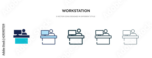 workstation icon in different style vector illustration. two colored and black workstation vector icons designed in filled, outline, line and stroke style can be used for web, mobile, ui