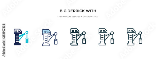 big derrick with boxes icon in different style vector illustration. two colored and black big derrick with boxes vector icons designed in filled, outline, line and stroke style can be used for web,