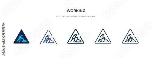 working icon in different style vector illustration. two colored and black working vector icons designed in filled, outline, line and stroke style can be used for web, mobile, ui