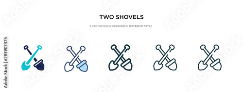 two shovels icon in different style vector illustration. two colored and black two shovels vector icons designed in filled, outline, line and stroke style can be used for web, mobile, ui