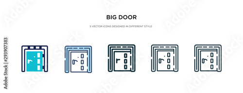 big door icon in different style vector illustration. two colored and black big door vector icons designed in filled, outline, line and stroke style can be used for web, mobile, ui