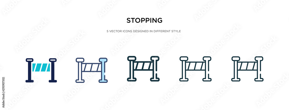 stopping icon in different style vector illustration. two colored and black stopping vector icons designed in filled, outline, line and stroke style can be used for web, mobile, ui stopping icon in different style vector illustration. two colored and black stopping vector icons designed in filled, outline, line and stroke style can be used for web, mobile, ui