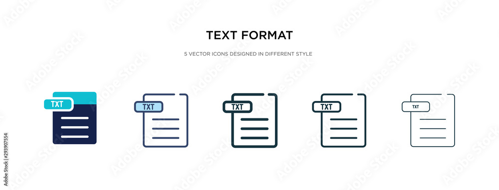 text format icon in different style vector illustration. two colored and black text format vector icons designed in filled, outline, line and stroke style can be used for web, mobile, ui