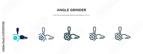angle grinder icon in different style vector illustration. two colored and black angle grinder vector icons designed in filled, outline, line and stroke style can be used for web, mobile, ui