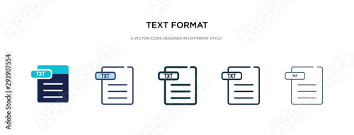 text format icon in different style vector illustration. two colored and black text format vector icons designed in filled, outline, line and stroke style can be used for web, mobile, ui