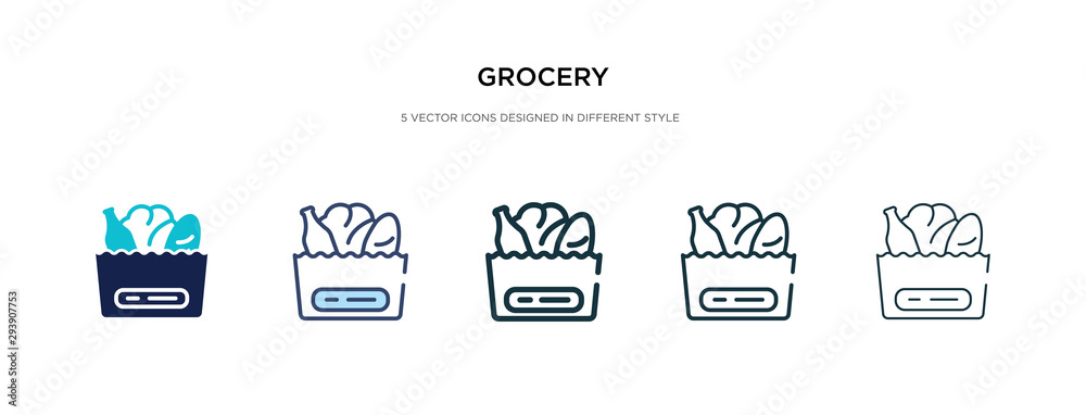 grocery icon in different style vector illustration. two colored and ...