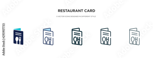 restaurant card icon in different style vector illustration. two colored and black restaurant card vector icons designed in filled, outline, line and stroke style can be used for web, mobile, ui
