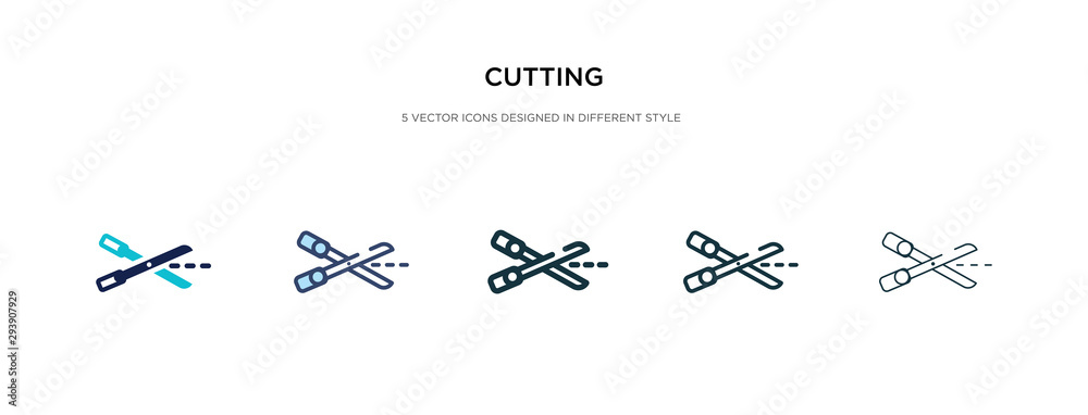 cutting icon in different style vector illustration. two colored and black cutting vector icons designed in filled, outline, line and stroke style can be used for web, mobile, ui cutting icon in different style vector illustration. two colored and black cutting vector icons designed in filled, outline, line and stroke style can be used for web, mobile, ui