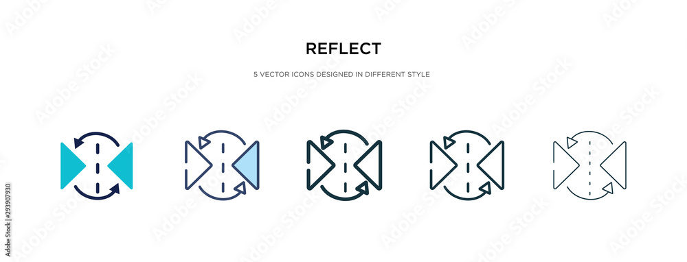 reflect icon in different style vector illustration. two colored and black reflect vector icons designed in filled, outline, line and stroke style can be used for web, mobile, ui - obrazy, fototapety, plakaty 