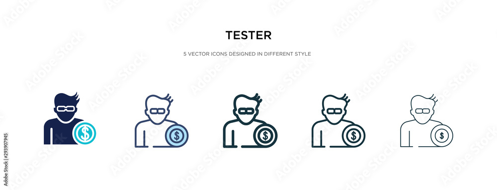 tester icon in different style vector illustration. two colored and black tester vector icons designed in filled, outline, line and stroke style can be used for web, mobile, ui tester icon in different style vector illustration. two colored and black tester vector icons designed in filled, outline, line and stroke style can be used for web, mobile, ui