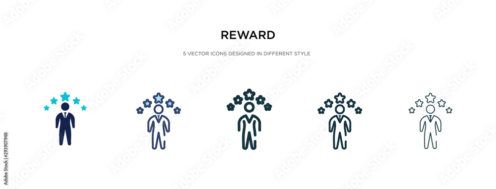 reward icon in different style vector illustration. two colored and black reward vector icons designed in filled, outline, line and stroke style can be used for web, mobile, ui reward icon in different style vector illustration. two colored and black reward vector icons designed in filled, outline, line and stroke style can be used for web, mobile, ui