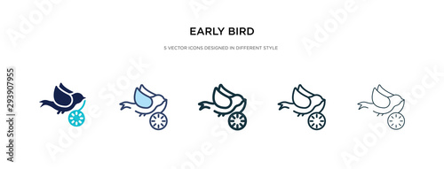 early bird icon in different style vector illustration. two colored and black early bird vector icons designed in filled, outline, line and stroke style can be used for web, mobile, ui