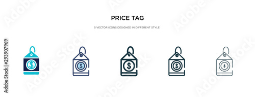 price tag icon in different style vector illustration. two colored and black price tag vector icons designed in filled, outline, line and stroke style can be used for web, mobile, ui