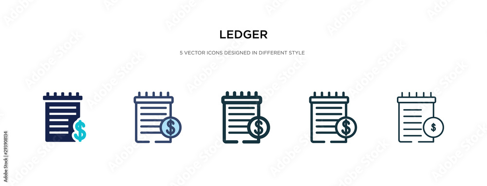 ledger icon in different style vector illustration. two colored and black ledger vector icons designed in filled, outline, line and stroke style can be used for web, mobile, ui ledger icon in different style vector illustration. two colored and black ledger vector icons designed in filled, outline, line and stroke style can be used for web, mobile, ui