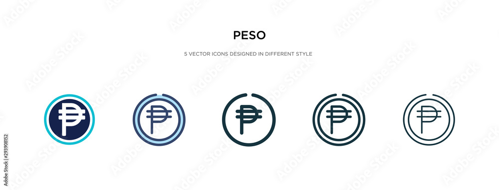 peso icon in different style vector illustration. two colored and black peso vector icons designed in filled, outline, line and stroke style can be used for web, mobile, ui peso icon in different style vector illustration. two colored and black peso vector icons designed in filled, outline, line and stroke style can be used for web, mobile, ui