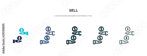 sell icon in different style vector illustration. two colored and black sell vector icons designed in filled, outline, line and stroke style can be used for web, mobile, ui