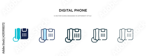 digital phone icon in different style vector illustration. two colored and black digital phone vector icons designed in filled, outline, line and stroke style can be used for web, mobile, ui