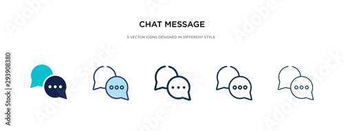 chat message icon in different style vector illustration. two colored and black chat message vector icons designed in filled, outline, line and stroke style can be used for web, mobile, ui photo