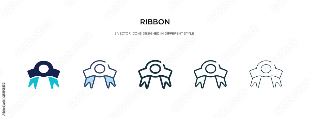 ribbon icon in different style vector illustration. two colored and black ribbon vector icons designed in filled, outline, line and stroke style can be used for web, mobile, ui