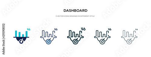 dashboard icon in different style vector illustration. two colored and black dashboard vector icons designed in filled, outline, line and stroke style can be used for web, mobile, ui