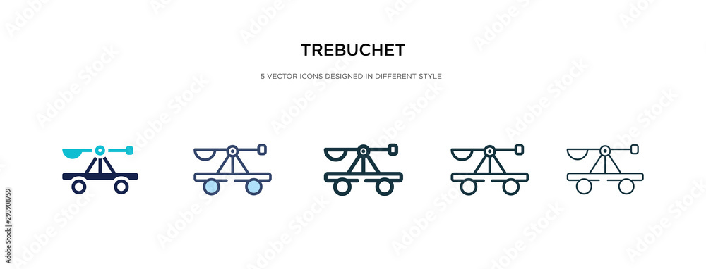 trebuchet icon in different style vector illustration. two colored and black trebuchet vector icons designed in filled, outline, line and stroke style can be used for web, mobile, ui trebuchet icon in different style vector illustration. two colored and black trebuchet vector icons designed in filled, outline, line and stroke style can be used for web, mobile, ui