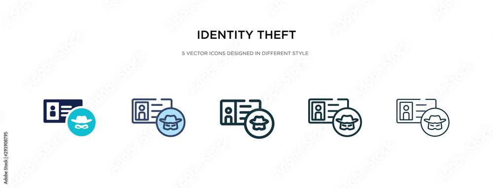 identity theft icon in different style vector illustration. two colored and black identity theft vector icons designed in filled, outline, line and stroke style can be used for web, mobile, ui