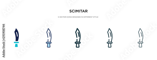 scimitar icon in different style vector illustration. two colored and black scimitar vector icons designed in filled, outline, line and stroke style can be used for web, mobile, ui