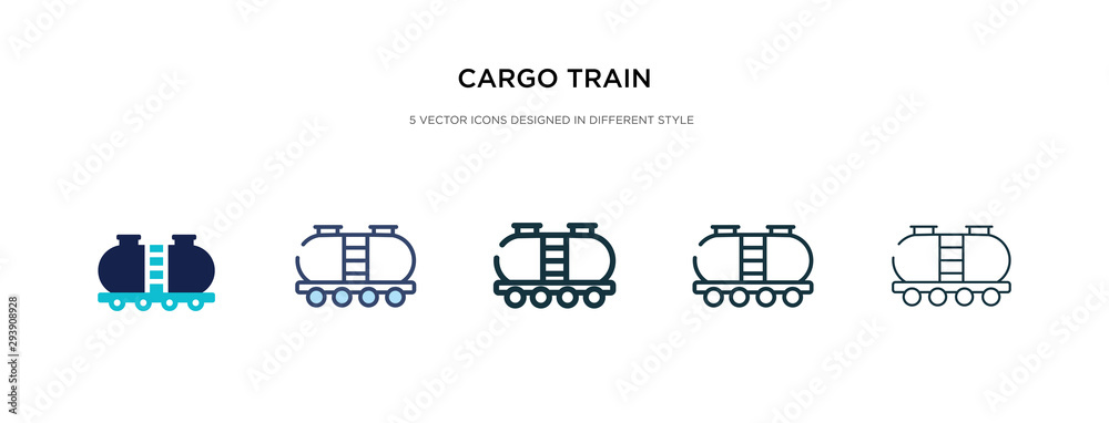 cargo train icon in different style vector illustration. two colored and black cargo train vector icons designed in filled, outline, line and stroke style can be used for web, mobile, ui