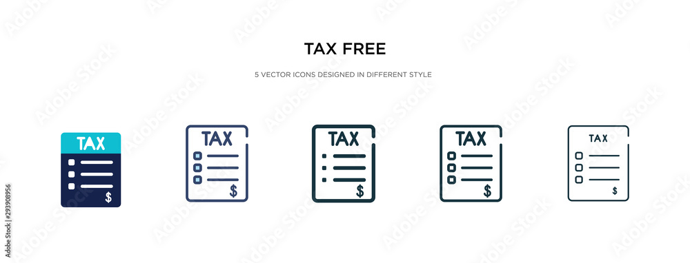 tax free icon in different style vector illustration. two colored and black tax free vector icons designed in filled, outline, line and stroke style can be used for web, mobile, ui tax free icon in different style vector illustration. two colored and black tax free vector icons designed in filled, outline, line and stroke style can be used for web, mobile, ui