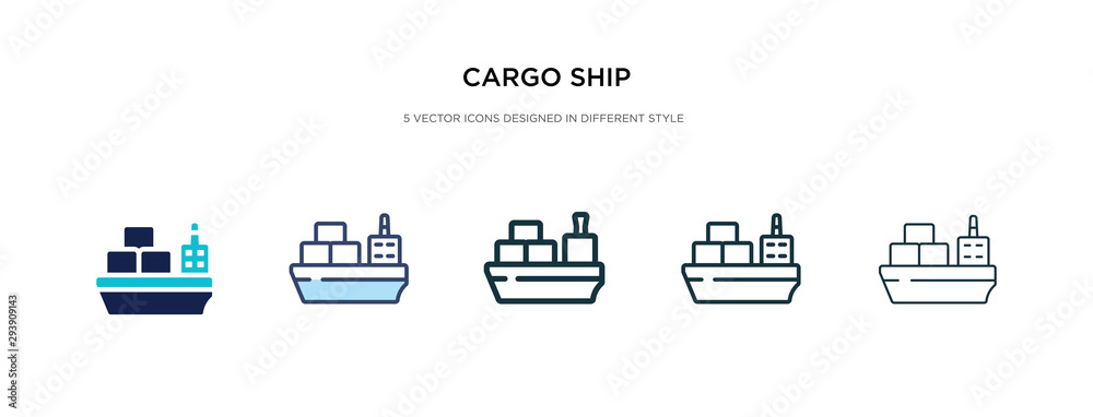 cargo ship icon in different style vector illustration. two colored and ...
