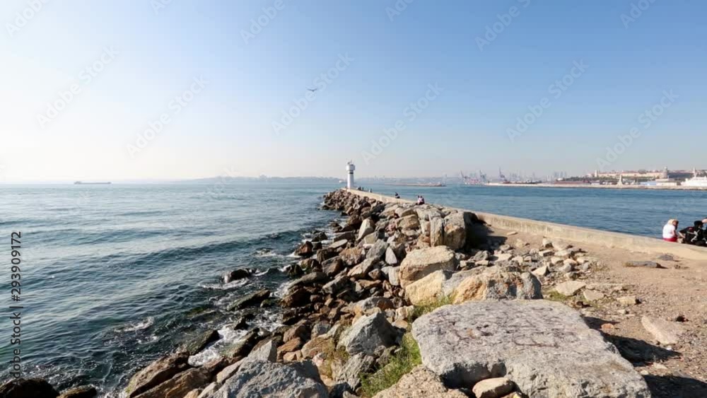 inciburnu lighthouse overlooking the Bosphorus and topkapi palace in moda, kadikoy, istanbul