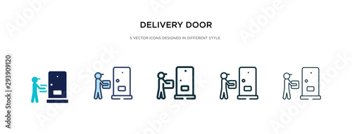 delivery door icon in different style vector illustration. two colored and black delivery door vector icons designed in filled, outline, line and stroke style can be used for web, mobile, ui