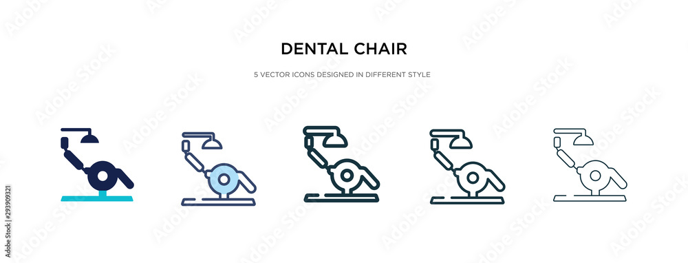 dental chair icon in different style vector illustration. two colored and black dental chair vector icons designed in filled, outline, line and stroke style can be used for web, mobile, ui