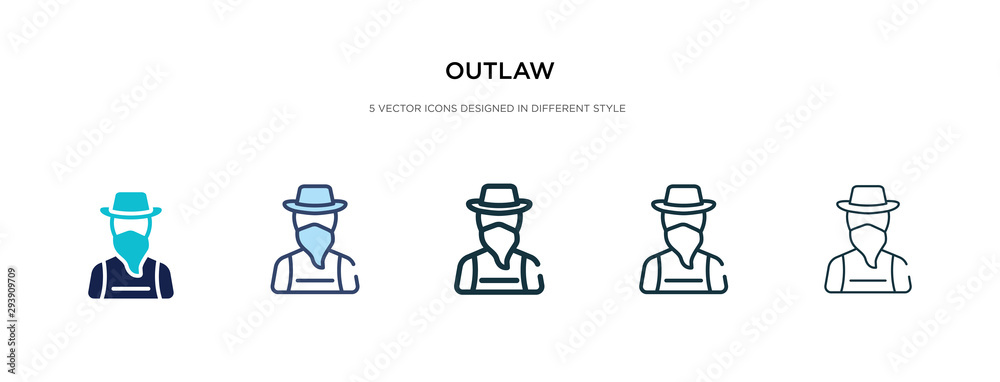outlaw icon in different style vector illustration. two colored and black outlaw vector icons designed in filled, outline, line and stroke style can be used for web, mobile, ui outlaw icon in different style vector illustration. two colored and black outlaw vector icons designed in filled, outline, line and stroke style can be used for web, mobile, ui