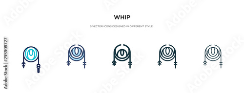 whip icon in different style vector illustration. two colored and black whip vector icons designed in filled, outline, line and stroke style can be used for web, mobile, ui